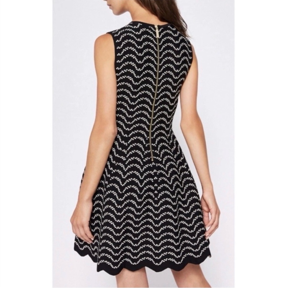 Ted Baker London Bryena Jacquard Fit-and-Flare Navy Mini Dress Size 2 - Picture 2 of 14